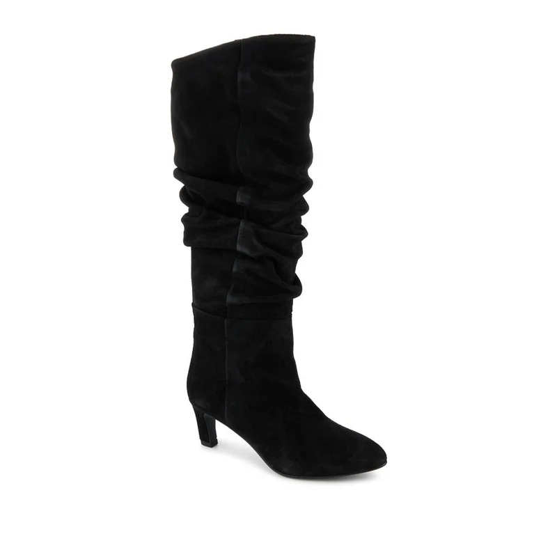 Darlina Leather Slouch Long Boots - DARLINA / 328 083 - Black Suede