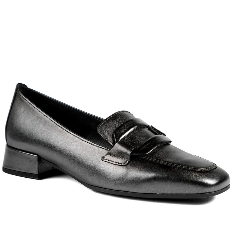 Gabor Smart Leather Heeled Loafers - GAB42558 / 329 508 - Metallic