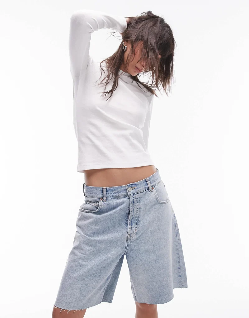 Topshop long sleeve everyday tee in white