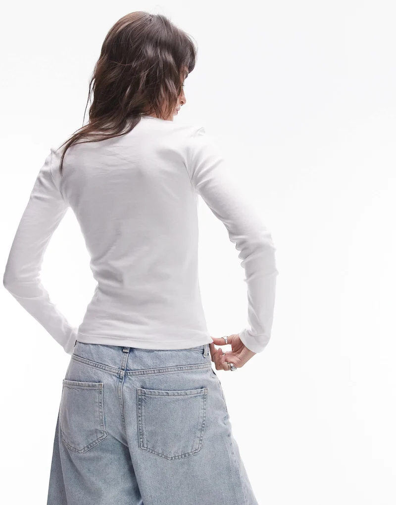 Topshop long sleeve everyday tee in white