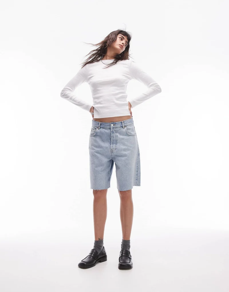 Topshop long sleeve everyday tee in white