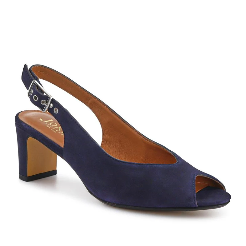 Xiomara Leather Slingback Court Shoes - XIOMARA / 327 552 - Navy Suede