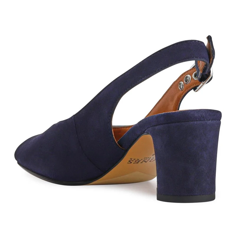 Xiomara Leather Slingback Court Shoes - XIOMARA / 327 552 - Navy Suede