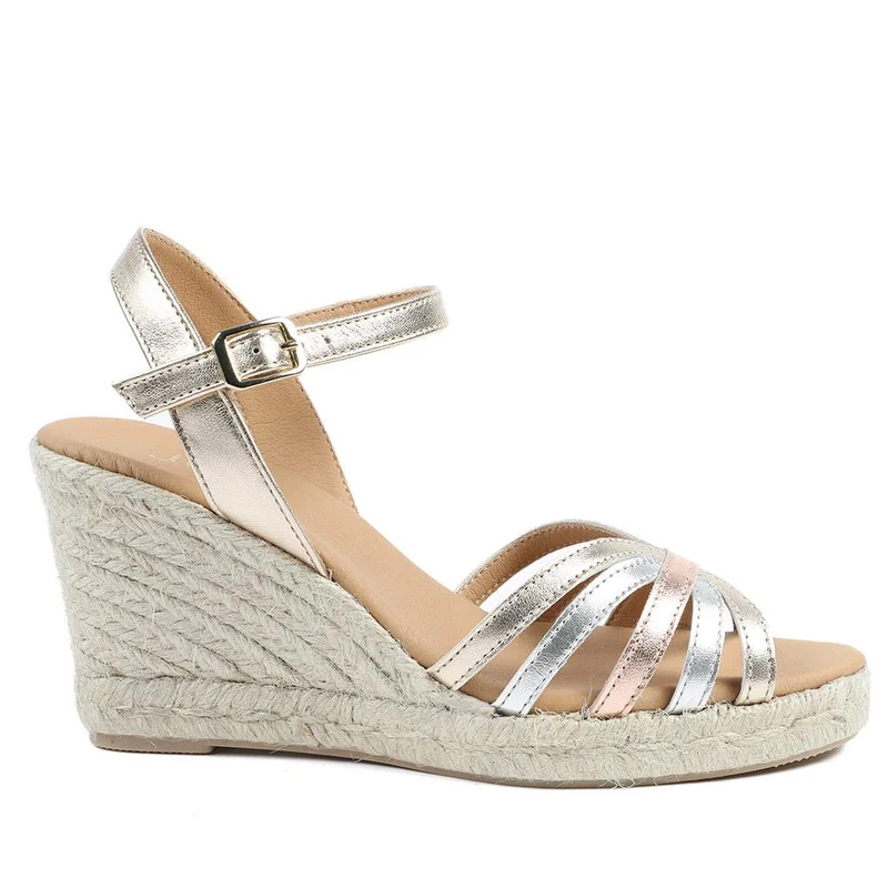Alivia2 Leather Wedge Heel Espadrilles - ALIVIA2 / 329 068 - Gold Multi