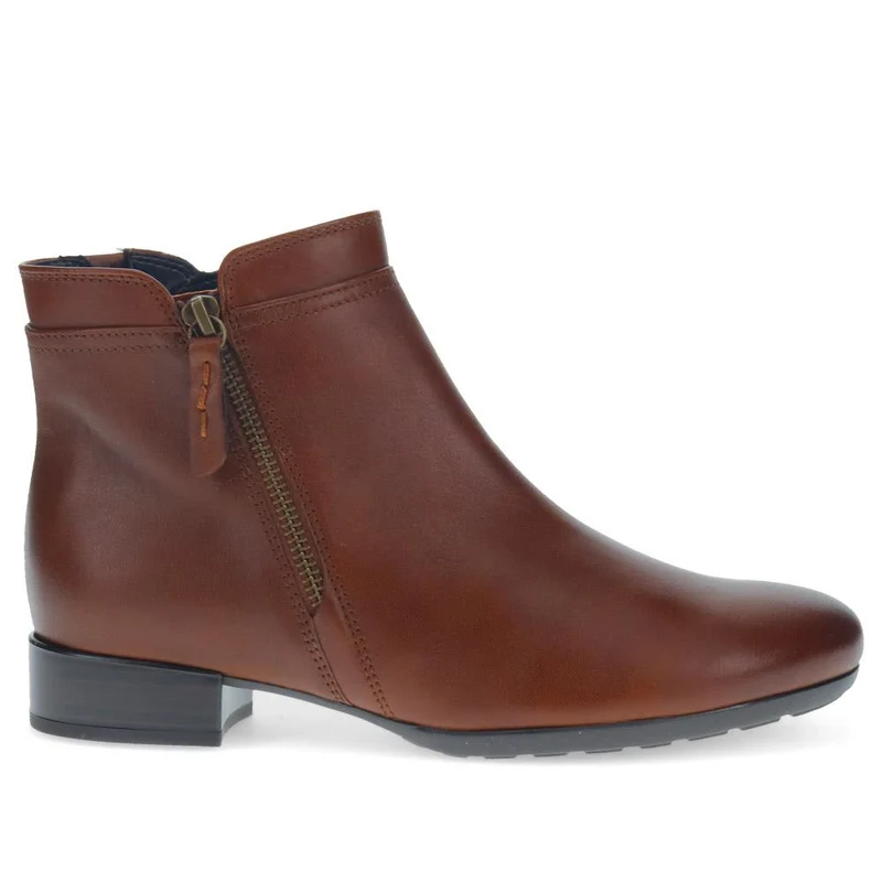 Briano Gabor Zip-Up Leather Ankle Boots - GAB40532 / 326 338 - Tan