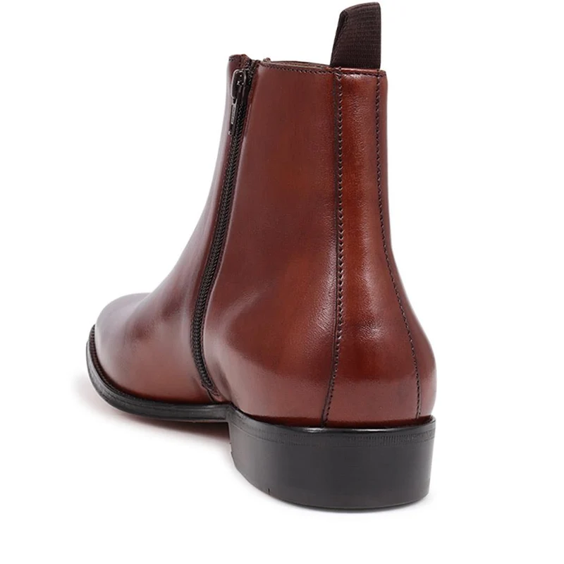 Flaxen Leather Ankle Boots - FLAXEN / 325 744 - Chestnut