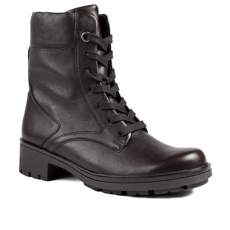 Gabor Wide Fit Leather Lace Up Ankle Boots - GAB42555 / 329 506 - Dark Brown