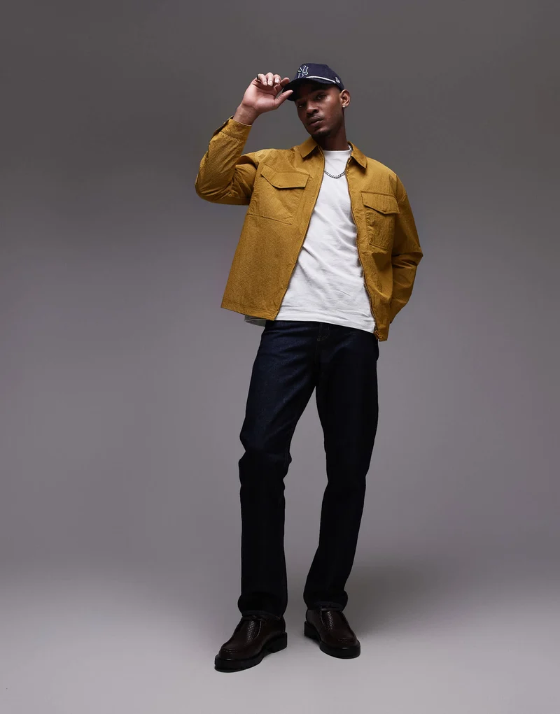 Topman lightweight ripstop jacket in mustard