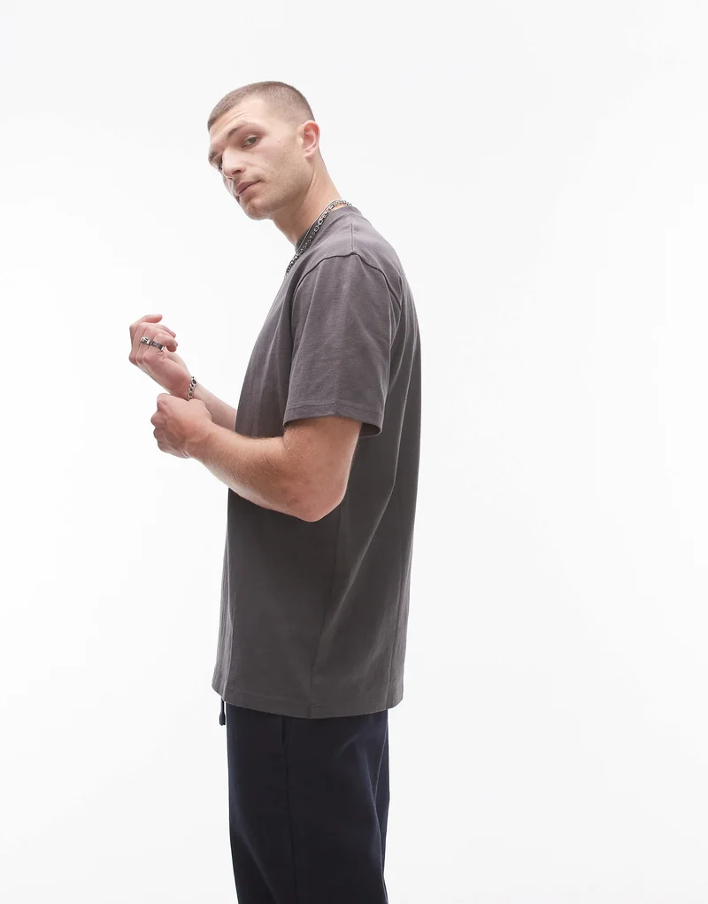 Topman oversized fit t-shirt in charcoal