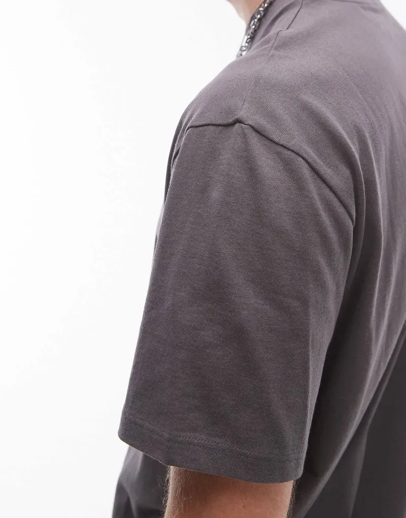 Topman oversized fit t-shirt in charcoal