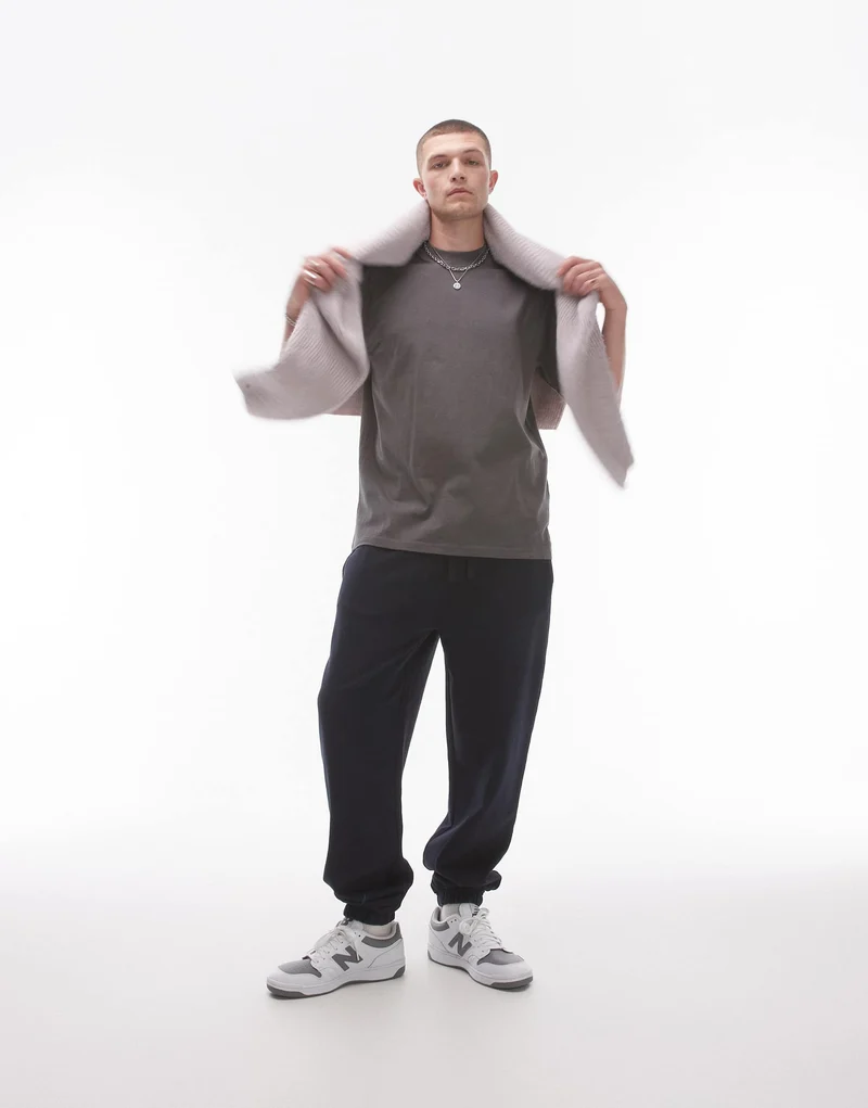Topman oversized fit t-shirt in charcoal