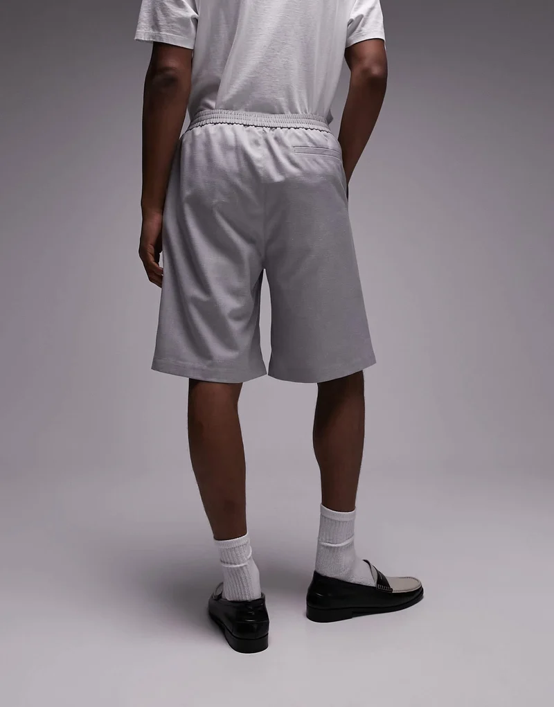 Topman linen blend short in grey