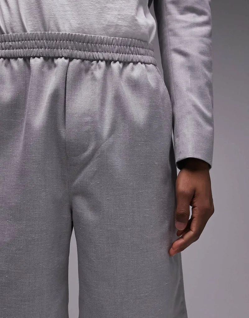 Topman linen blend short in grey