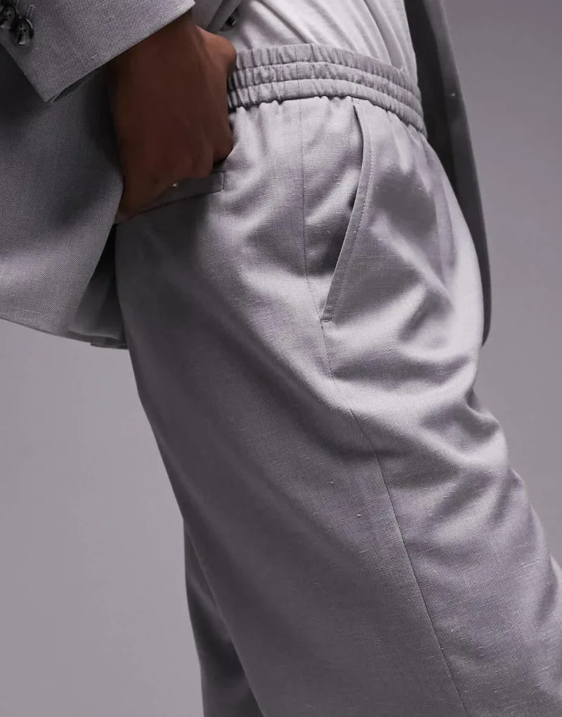 Topman linen blend short in grey