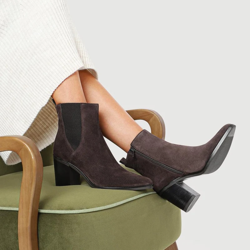 Kalamata Heeled Ankle Boots - KALAMATA / 325 867 - Chocolate Suede