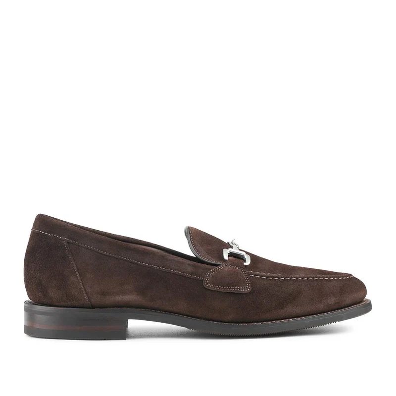 Loake Leather Buckled Loafers - LOA42500 / 328 636 - Dark Brown Suede