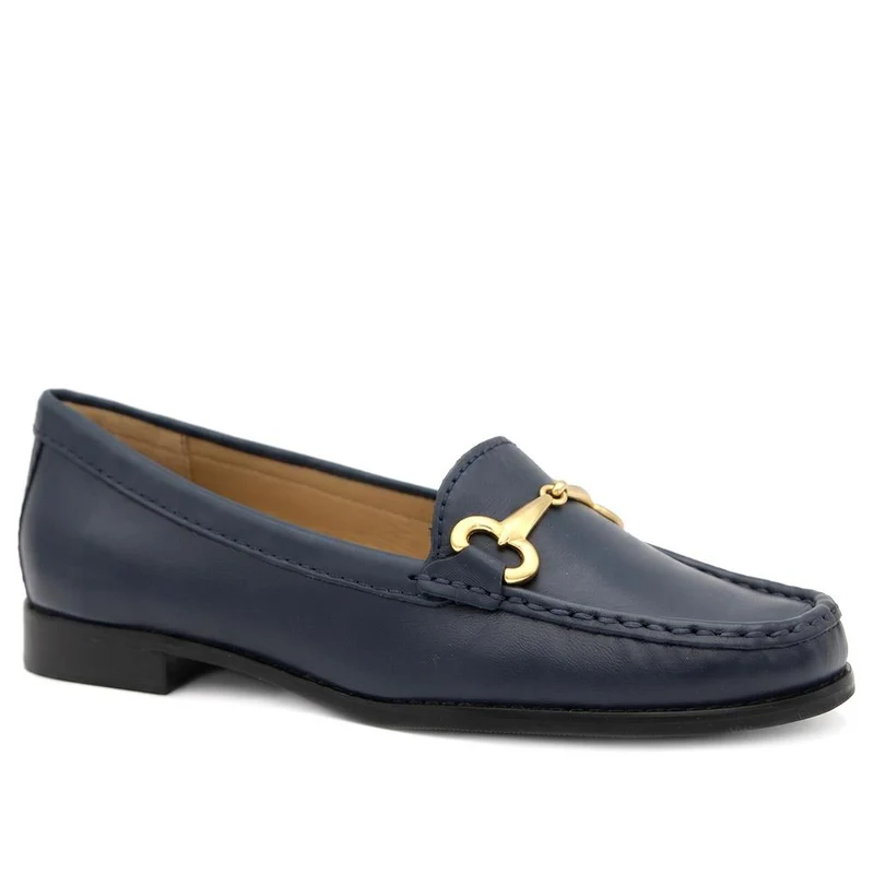 Lorella Wide-Fit Slip-On Shoes - LORELLAWIDE / 327 459 - Navy Leather