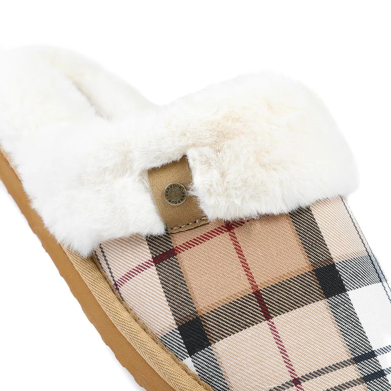 Barbour Claudia Tartan Mule Slippers - BARBR42506 / 328 565 - Beige Multi