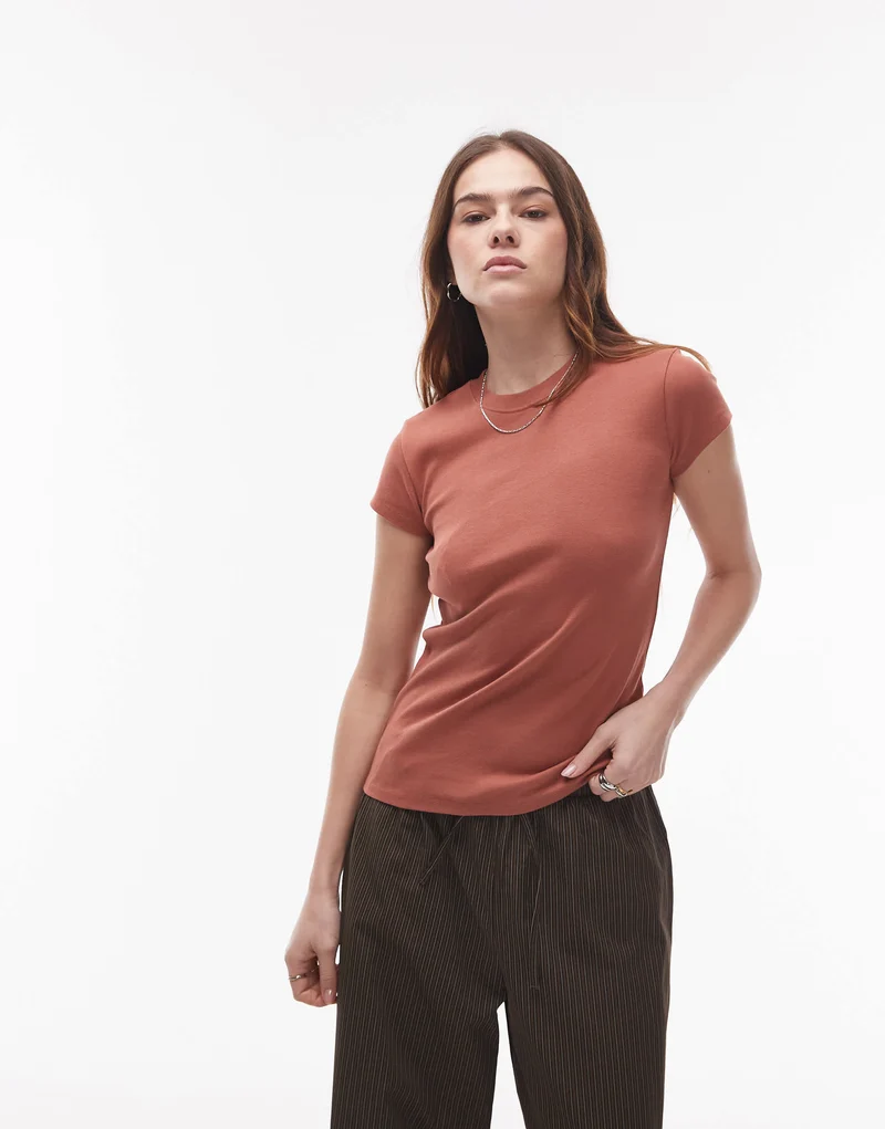 Topshop everyday tee in teracotta