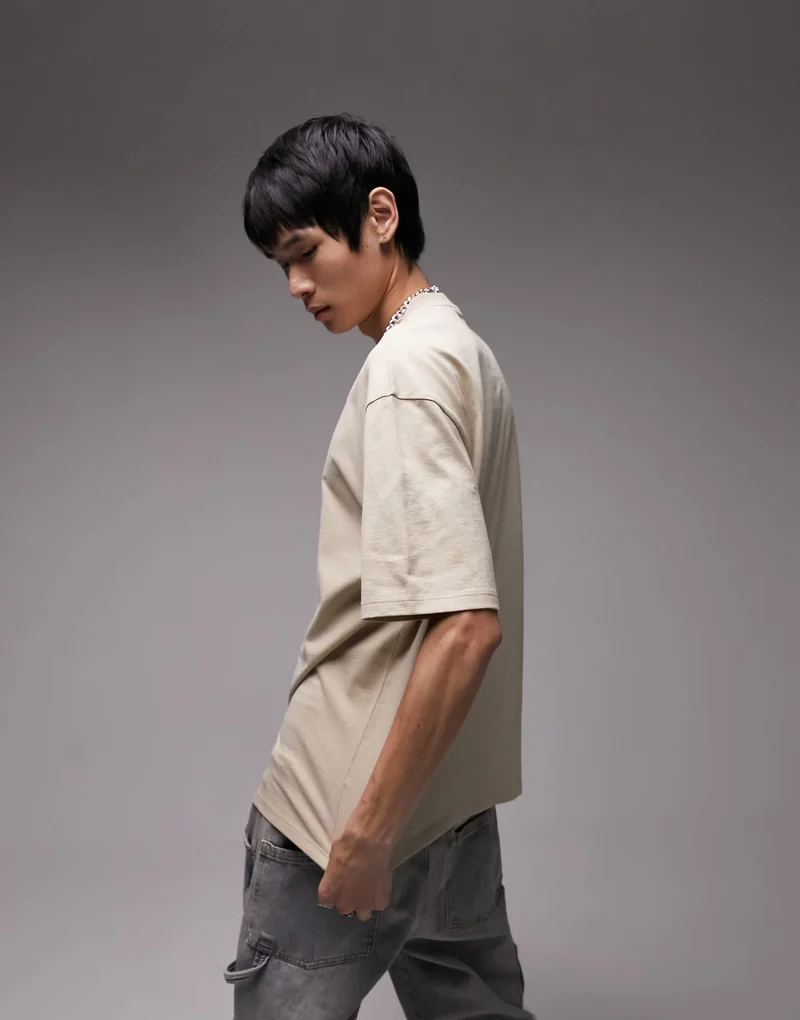 Topman oversized fit t-shirt in stone