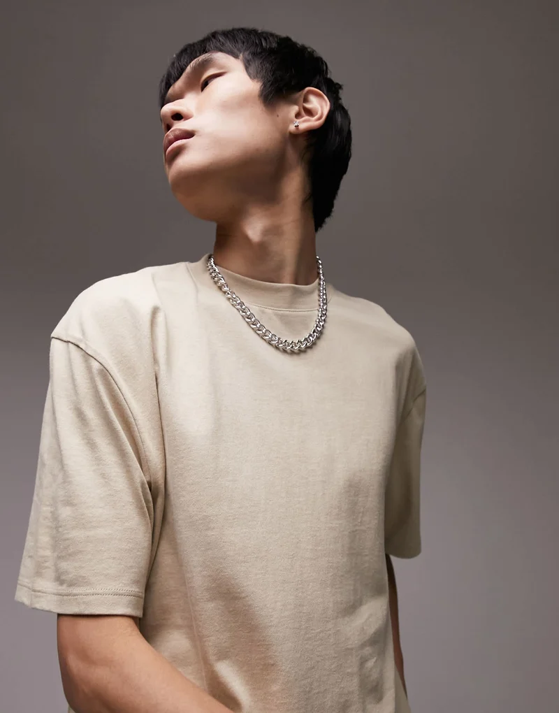 Topman oversized fit t-shirt in stone