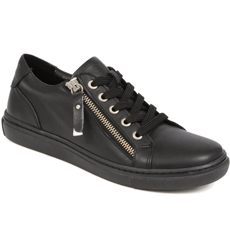 Padova2 Leather Lace-Up Trainers - PADOVA2 / 324 917 - Black-Black