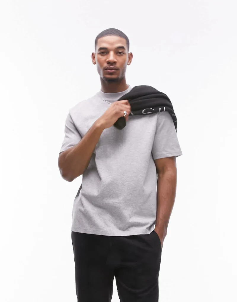 Topman oversized fit t-shirt in grey marl