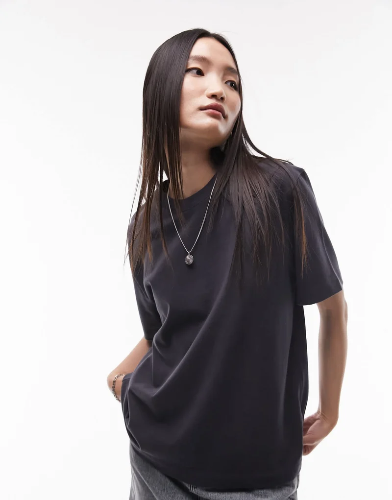 Topshop premium basic short sleeve tee in slate