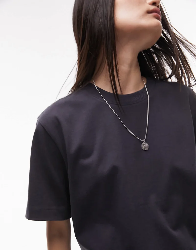 Topshop premium basic short sleeve tee in slate