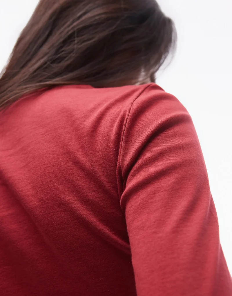 Topshop long sleeve everyday tee in burgundy