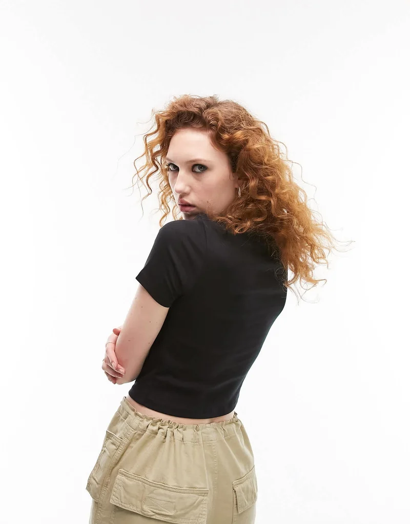 Topshop shrunken everyday tee in black