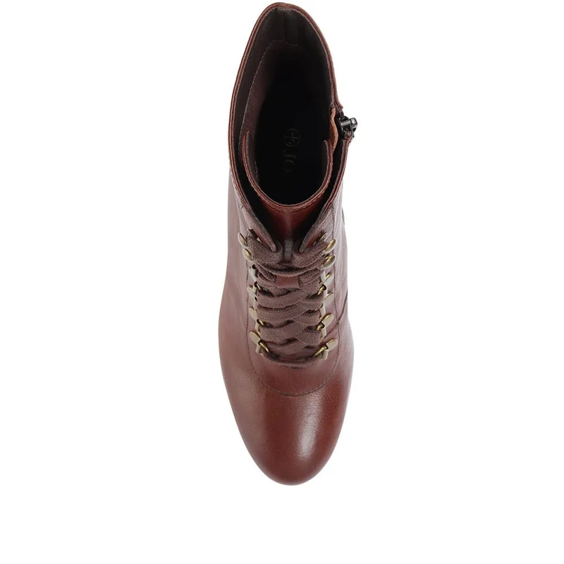 Liana Lace-Up Heeled Ankle Boots - LIANA / 319 203 - Tan Leather