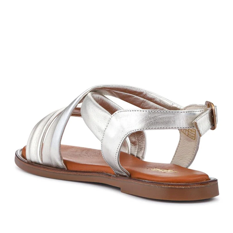 Haliwide Leather Wide-Fitting Sandals - HALIWIDE / 327 490 - Silver