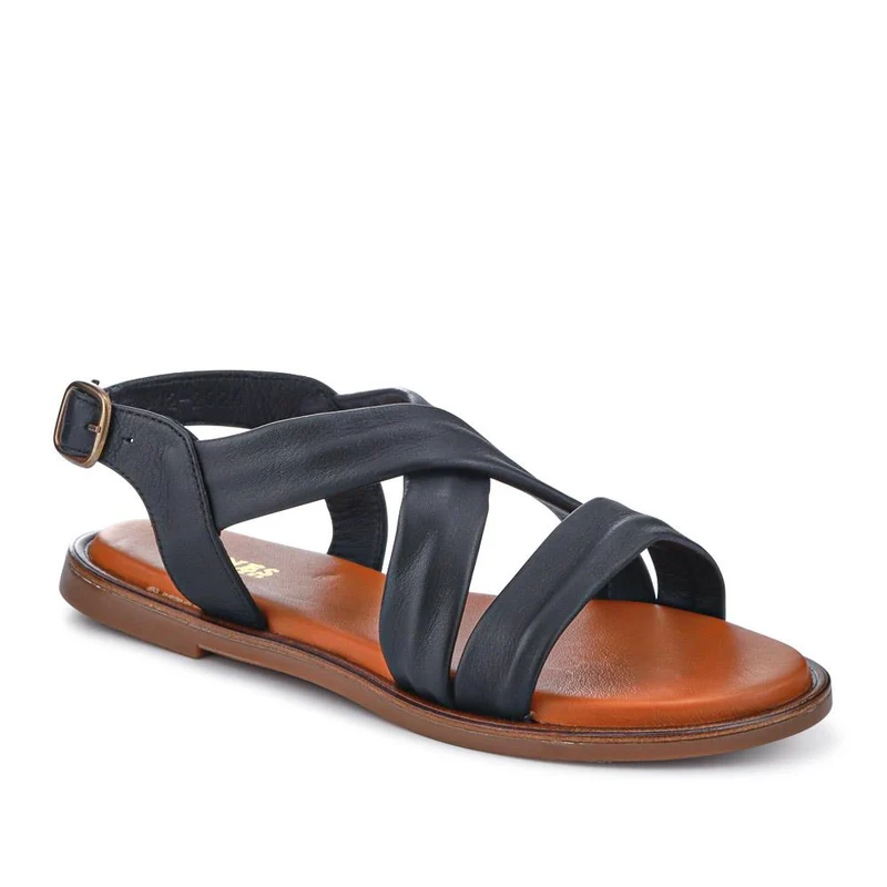 Haliwide Leather Wide-Fitting Sandals - HALIWIDE / 327 490 - Black