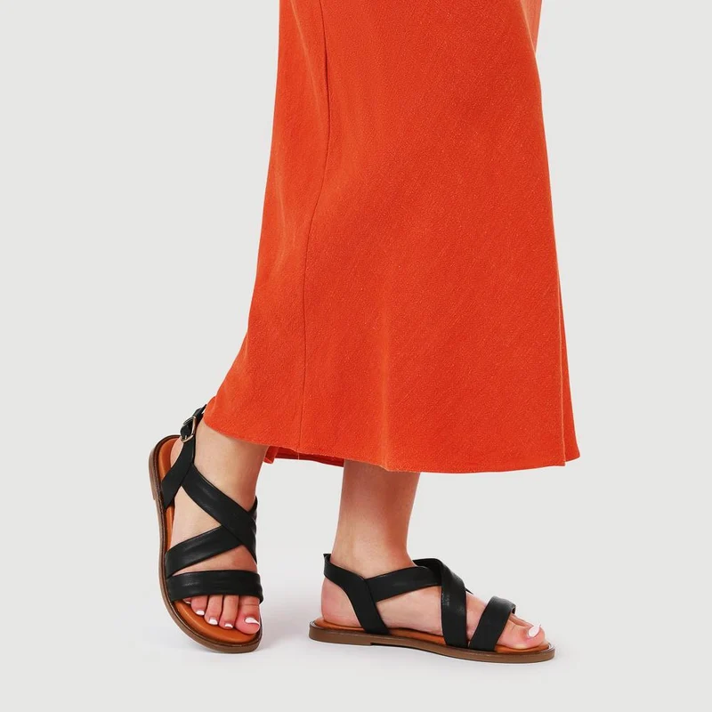 Haliwide Leather Wide-Fitting Sandals - HALIWIDE / 327 490 - Black