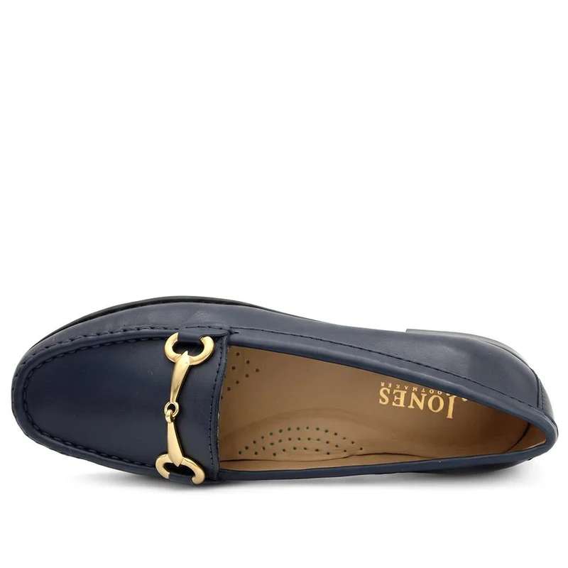 Lorella Leather Heeled Loafers - LORELLA / 327 456 - Navy Leather