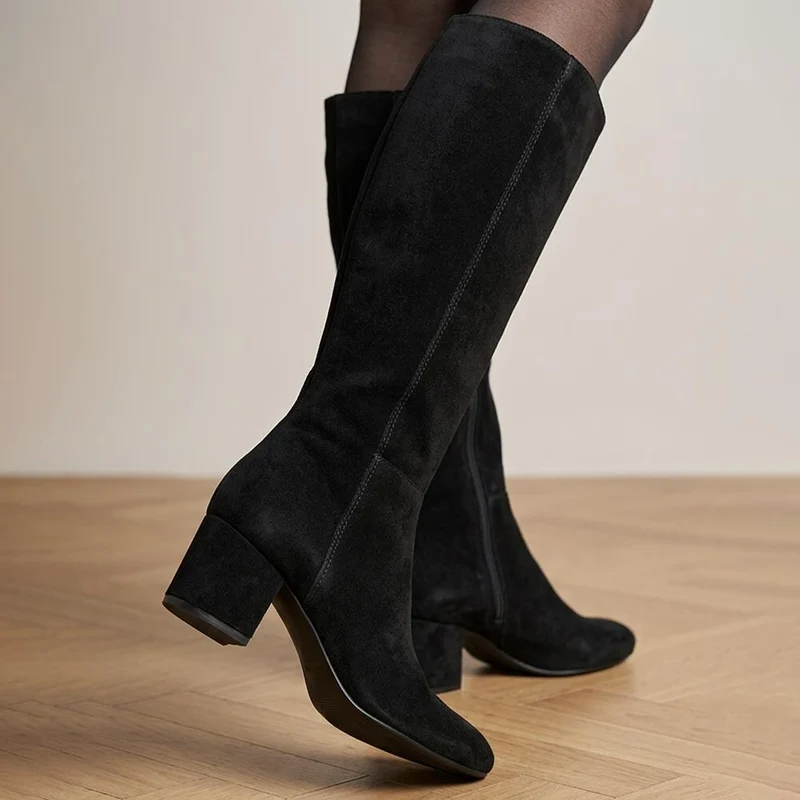 LouLou1 Slim Calf-Fit Long Boots - LOULOU1S / 328 288 - Black Suede
