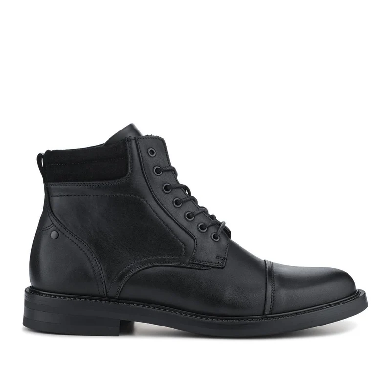 Eugene Leather Lace-Up Boots With Padded Cuff - EUGENE / 328 502