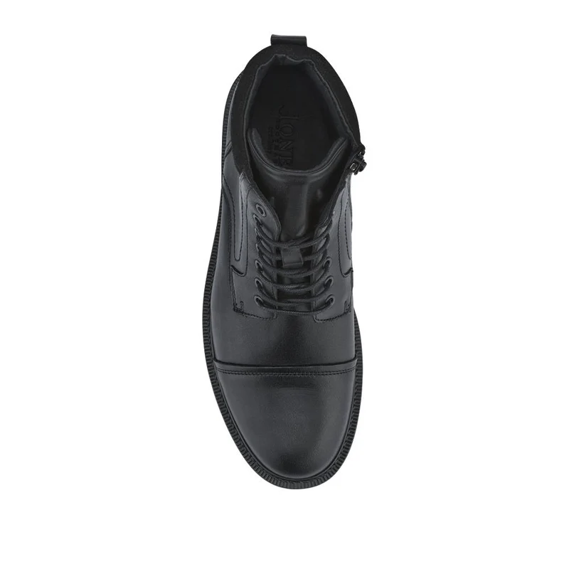 Eugene Leather Lace-Up Boots With Padded Cuff - EUGENE / 328 502 - Black