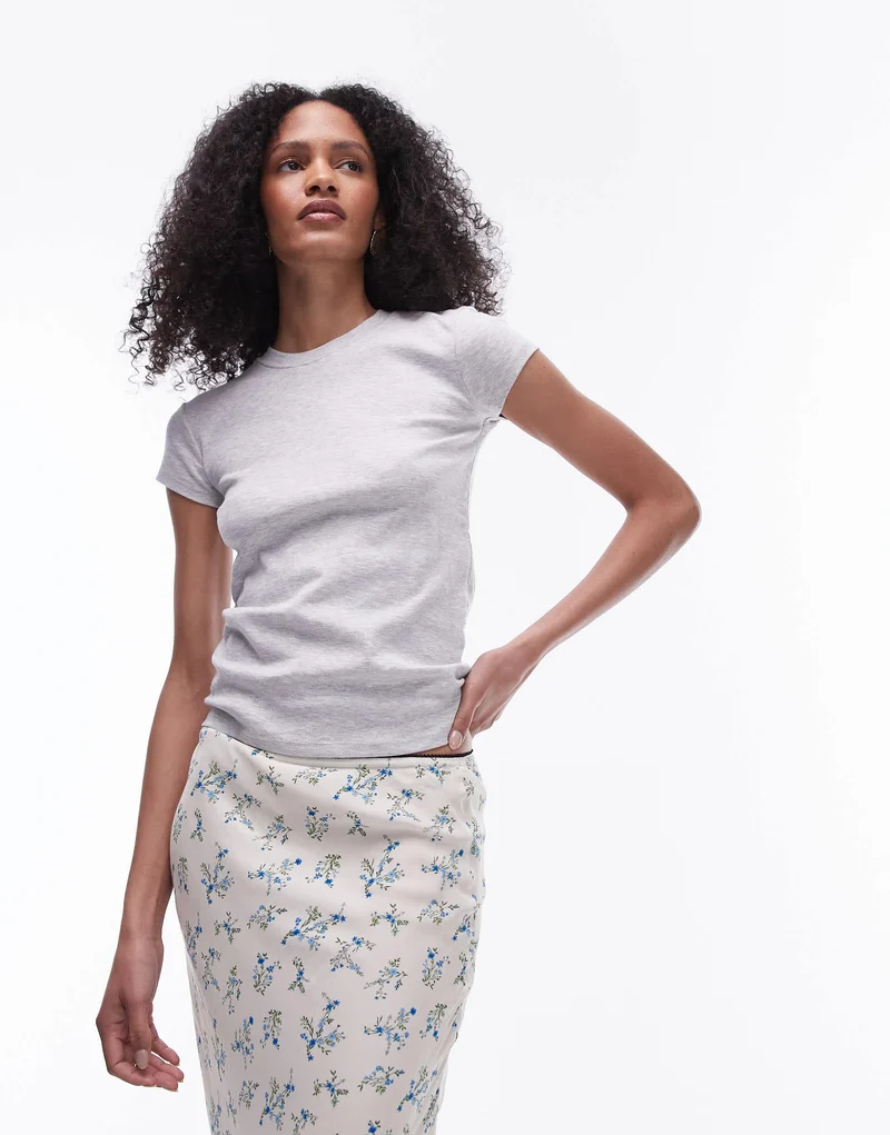 Topshop everyday tee in grey marl