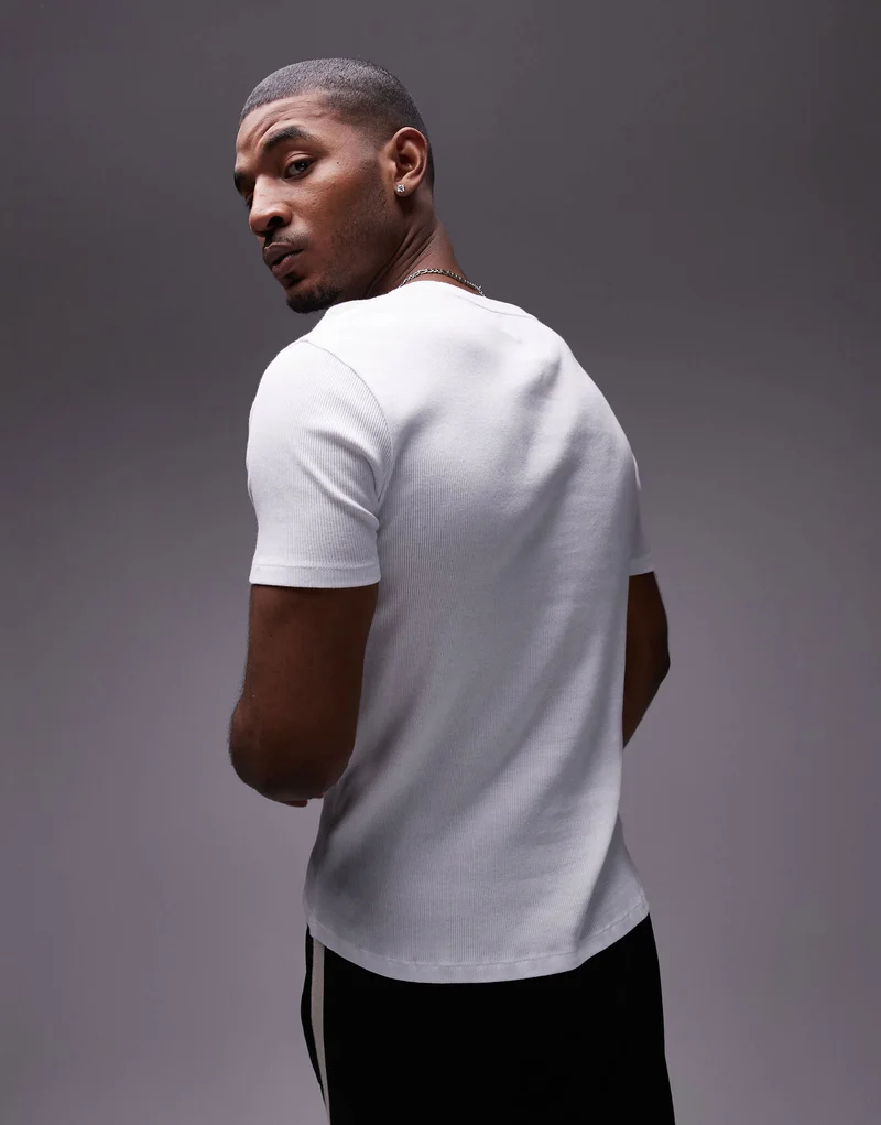 Topman skinny fit ribbed t-shirt in white