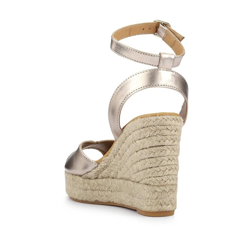 Marchesa Leather Wedge-Heeled Sandals - MARCHESA / 327 169 - Gold Leather