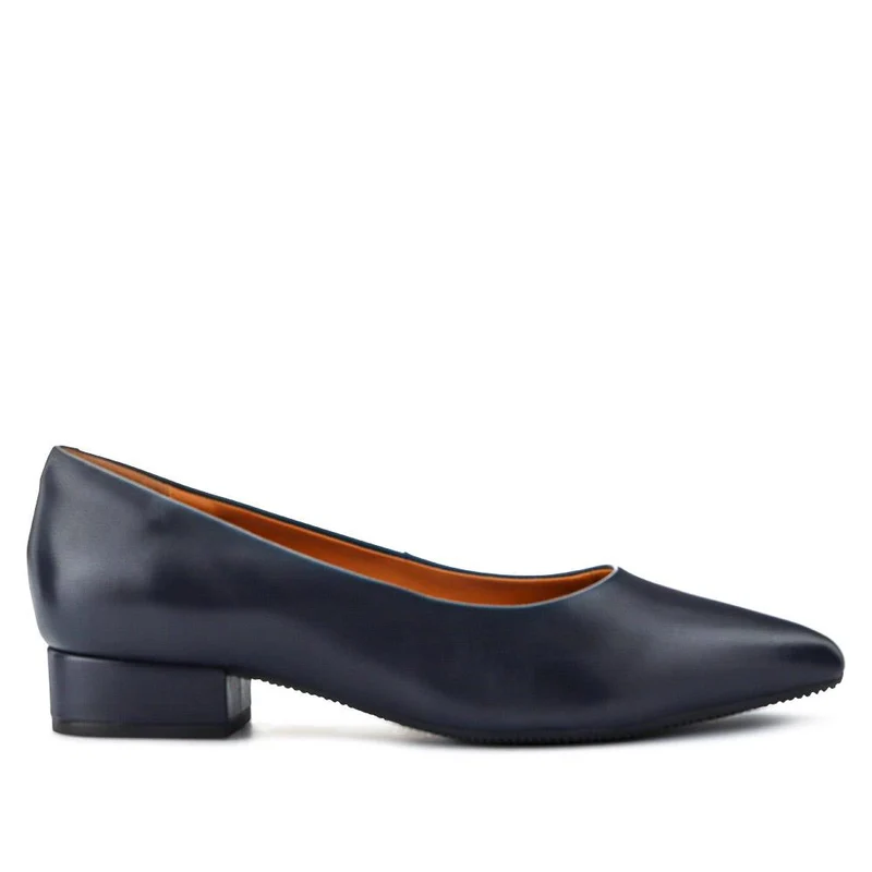 Sunstone Wide Leather Court Shoes - SUNSTONEWIDE / 325 775 - Navy