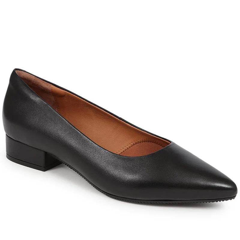 Sunstone Wide Leather Court Shoes - SUNSTONEWIDE / 325 775 - Black