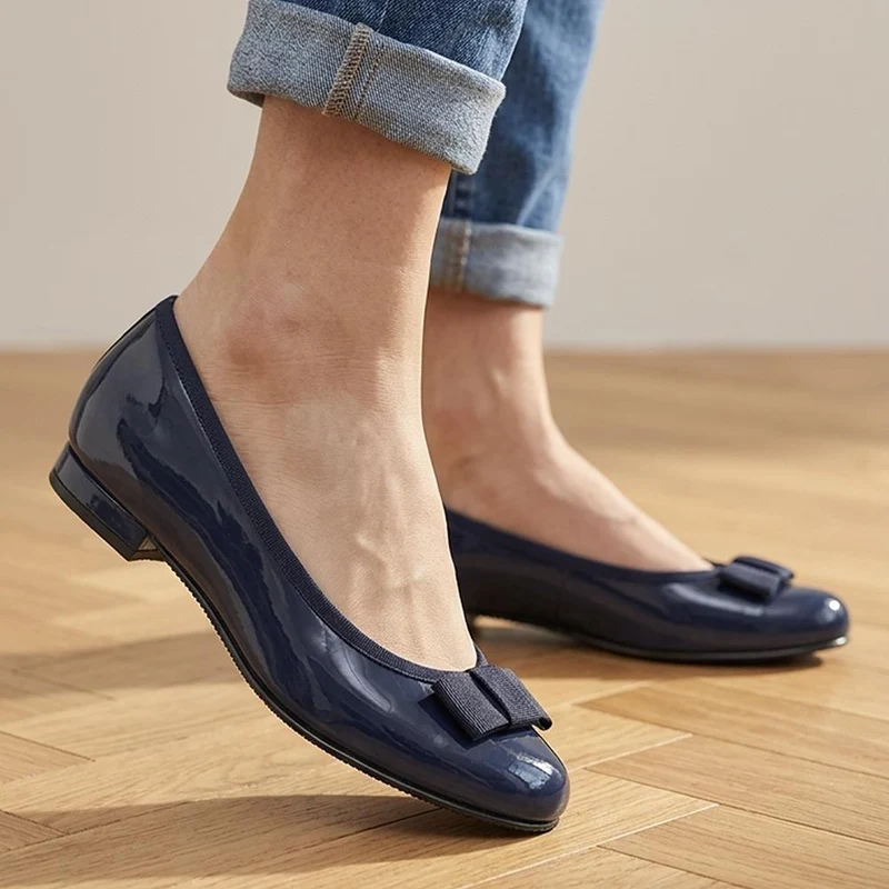 Soleil Wide Leather Ballet Pumps - SOLEILWIDE / 325 773 - Navy Patent