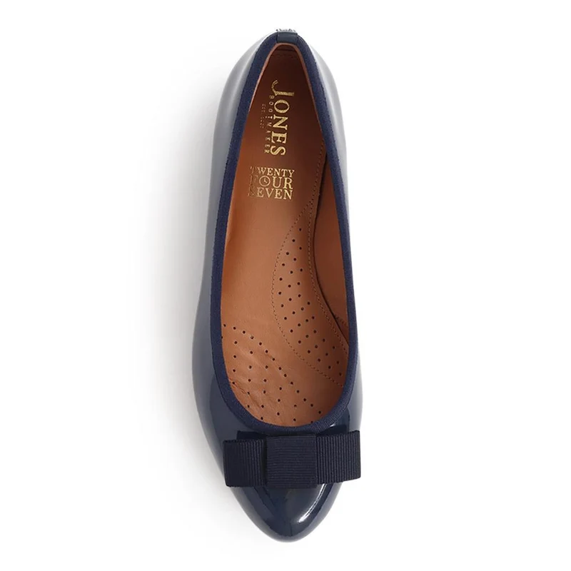 Soleil Wide Leather Ballet Pumps - SOLEILWIDE / 325 773 - Navy Patent