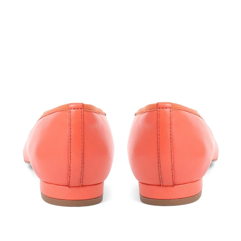 Soleil Leather Low Ballet Pumps - SOLEIL / 323 600 - Coral