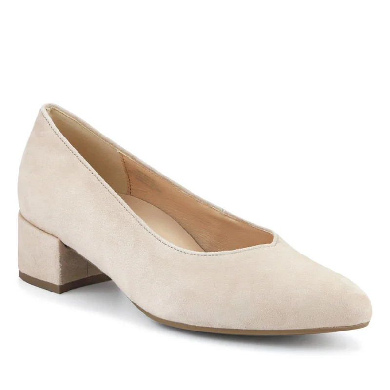 Dixie Block-Heeled Smart Leather Court Shoes - GAB41512 / 327 007 - Grey
