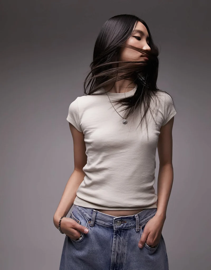 Topshop everyday tee in stone