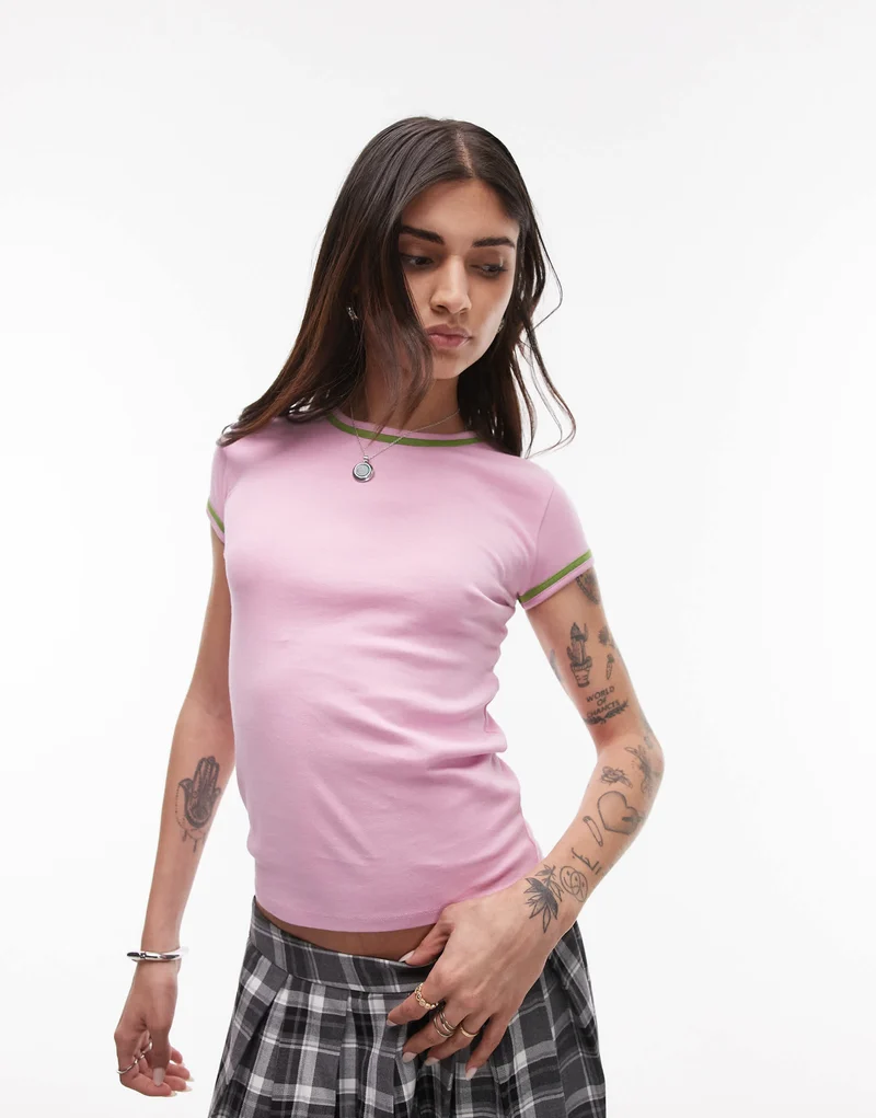 Topshop contrast everyday tee in pink